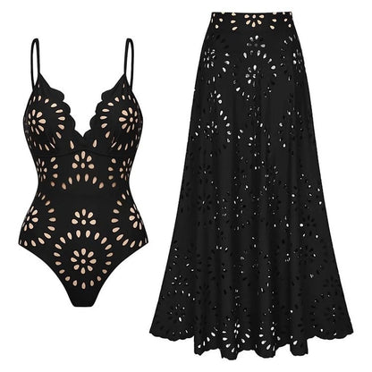 3Pcs Laser Cut Swimsuit Women Sexy Bikini Push Up Swimwear High Waisted Biquini Female Hollow Bathing Suit Bodysuit Beachwear