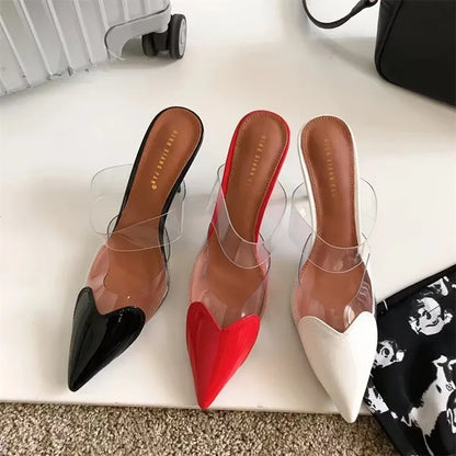 Popular Fashion Pointed Transparent Light Mouth Slippers Thin Heel Women's High Heels Womens Shoes