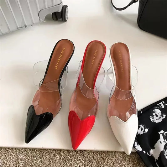 Popular Fashion Pointed Transparent Light Mouth Slippers Thin Heel Women's High Heels Womens Shoes