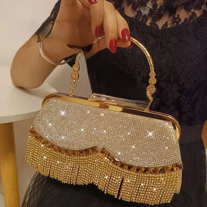 Women's Diamond Evening Clutch - Beaded Wedding Party Bag