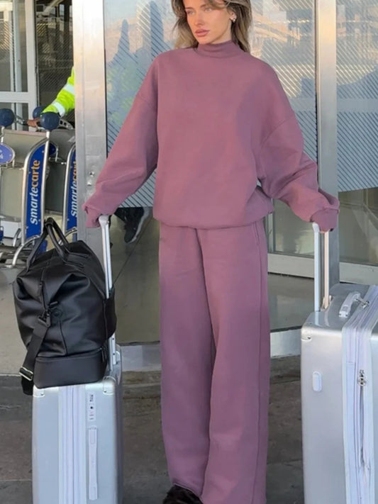 Women's Two Piece Sweater Set - Long Sleeve Sweatpants
