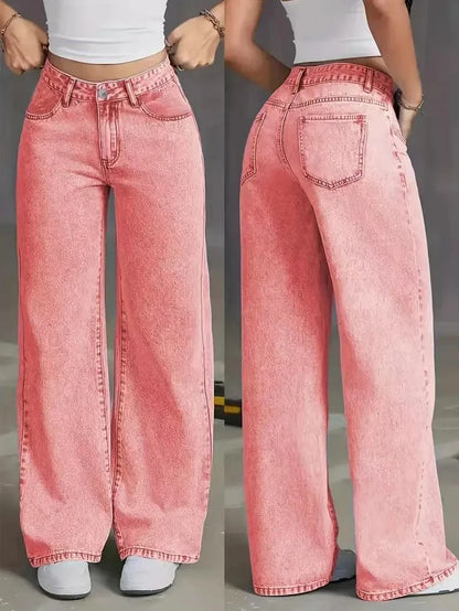 High Waist Straight Leg Vintage Denim Jeans Draping Loose Long for Women