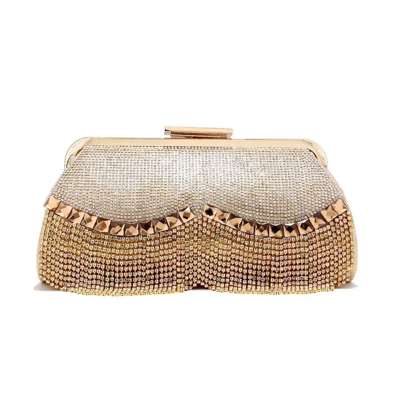 Women's Diamond Evening Clutch - Beaded Wedding Party Bag