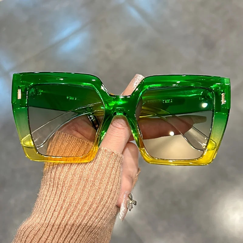 Gradient Large Square Sunglasses with Anti-Reflective Sport Lenses