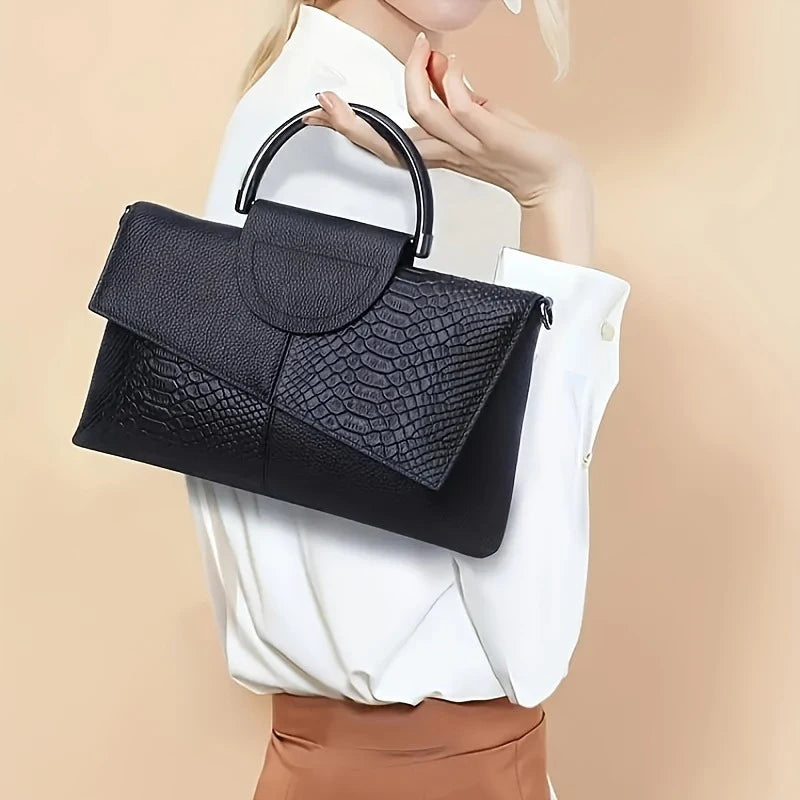Women's Alligator Pattern Crossbody Bag - PU Leather Handbag