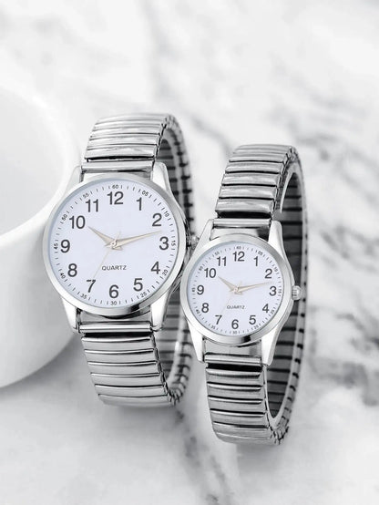 Couples Black Alloy Quartz Watch Set