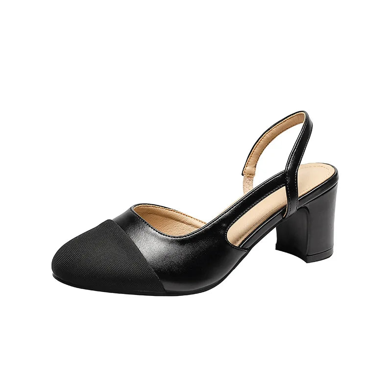 Color Block Pointed Toe Low Heel Sandals