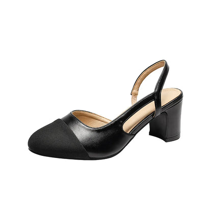 Color Block Pointed Toe Low Heel Sandals