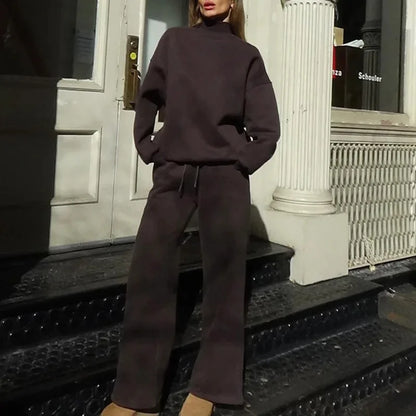 Women's Two Piece Sweater Set - Long Sleeve Sweatpants