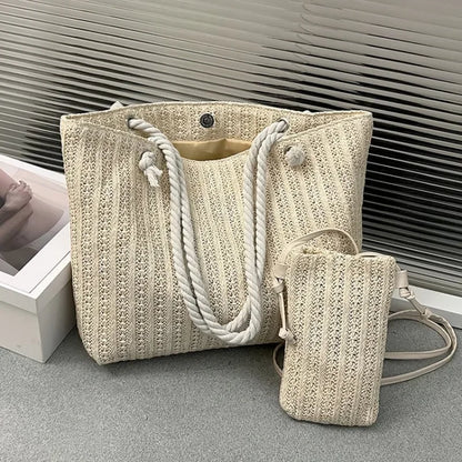 Designer Women Handbags Fashion Large Capacity Straw Tote Bag Summer Beach Bag Casual Bali Big Purse