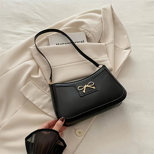 Women's Bowknot Shoulder Bag - Elegant Small Square Handbag