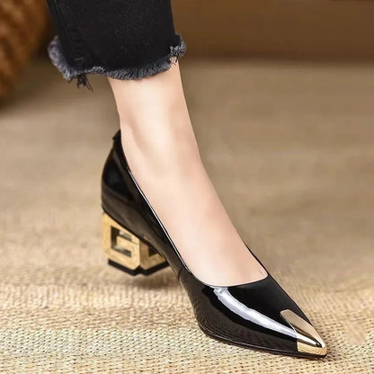 Elegant Fashionable Simple Metal Headed Women's Shoes Comfortable Versatile High Heel Boots Spring Summer 2024 New Arrival