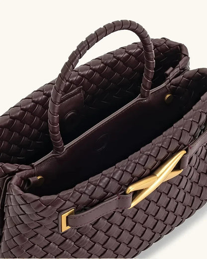 Handwoven Large Capacity Shoulder Crossbody Bag for Women Casual Commuting Handbag Soft Polyester Lining PU Material