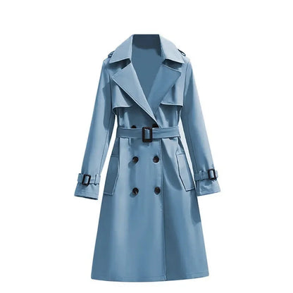 Women's Double-Breasted Trench Coat - British Style Windbreaker