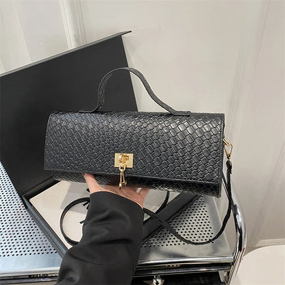 Retro Artificial Leather Woven Flip Women's Clutch Elegant Evening Bag Burgundy Wallet Women's Dress Party Wedding Item