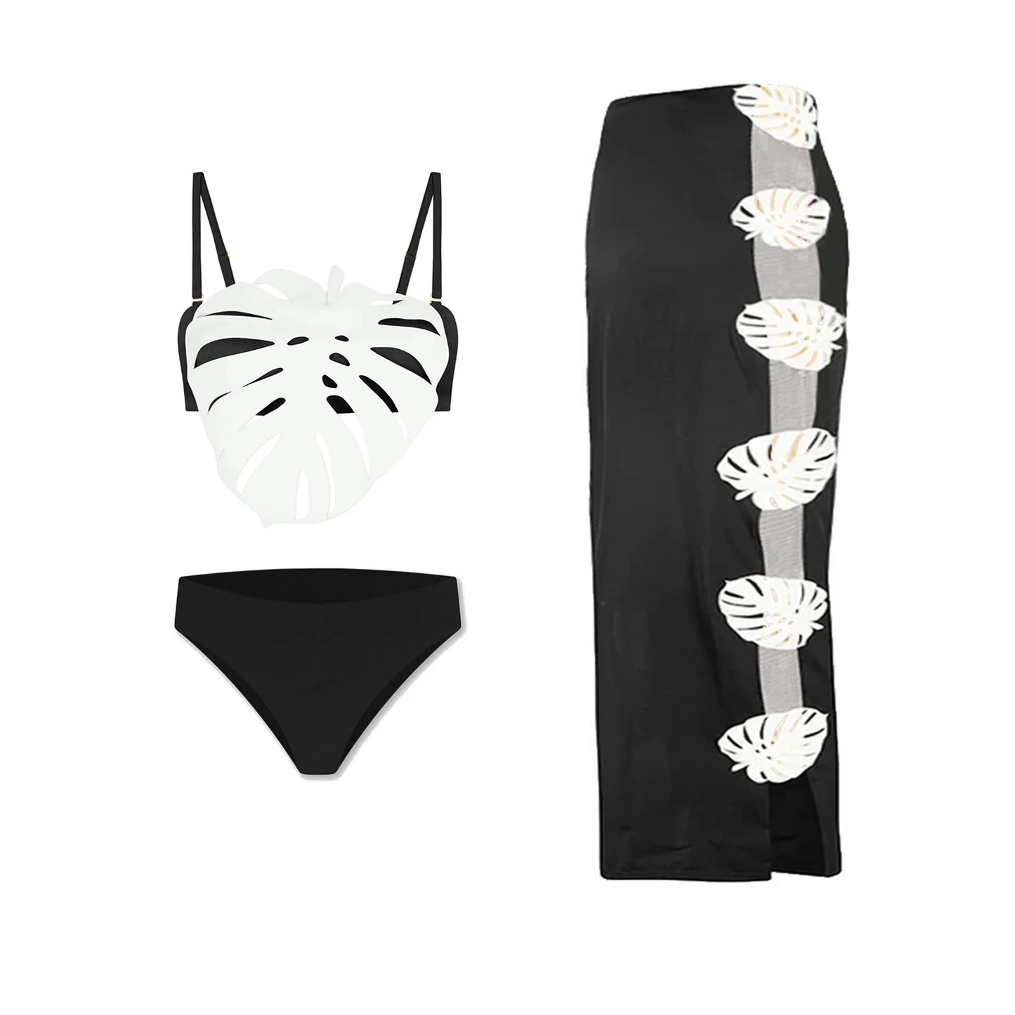 3Pcs Laser Cut Swimsuit Women Sexy Bikini Push Up Swimwear High Waisted Biquini Female Hollow Bathing Suit Bodysuit Beachwear