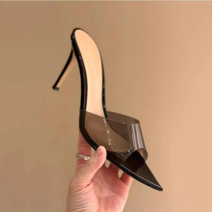 Transparent High-heeled Slippers Stiletto Pointed Toe Slip-on High-heeled Sandals