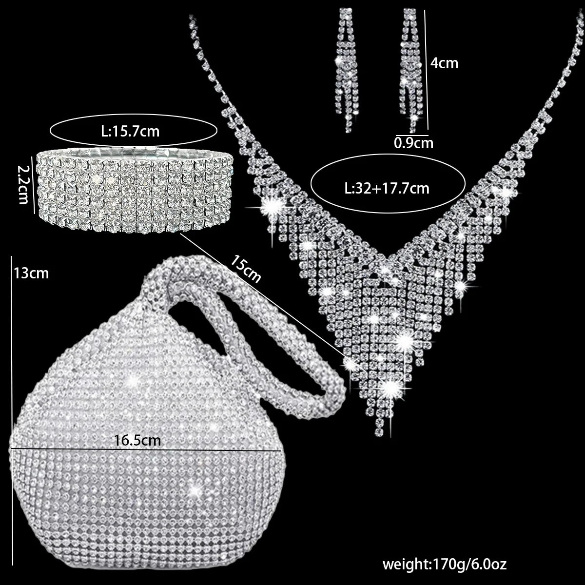 Bridal Jewelry Sets 1 set Rhinestone Alloy 1 Bracelet Earrings Necklace Women's Stylish Artistic Trendy Jewelry Set For Annivers