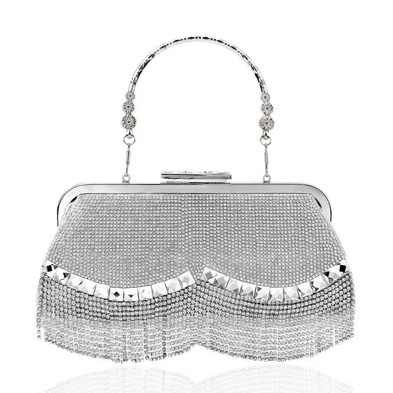 Women's Diamond Evening Clutch - Beaded Wedding Party Bag