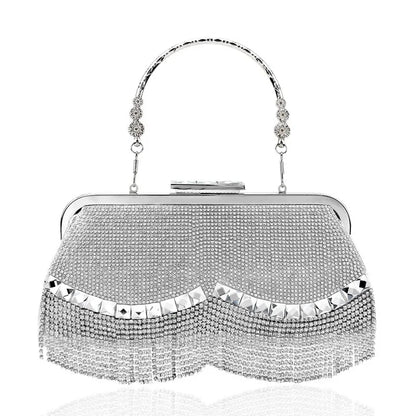 Women's Diamond Evening Clutch - Beaded Wedding Party Bag