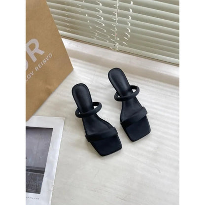 Open Toe Mid-Heel Sandals,Thick Heel Mid-heel Slippers