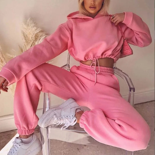 Women's Two Piece Hoodie Set - Casual Joggers Tracksuit
