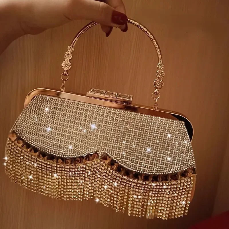 Women's Diamond Evening Clutch - Beaded Wedding Party Bag