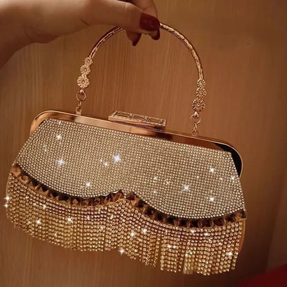 Women's Diamond Evening Clutch - Beaded Wedding Party Bag