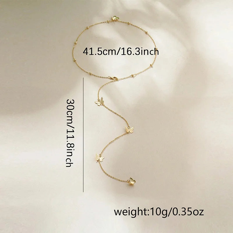 Butterfly Back Drop Chain Necklace For Women Elegant Long Backless Tassel Necklace Wedding Beach Party Vacation Jewelry