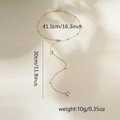 Butterfly Back Drop Chain Necklace For Women Elegant Long Backless Tassel Necklace Wedding Beach Party Vacation Jewelry