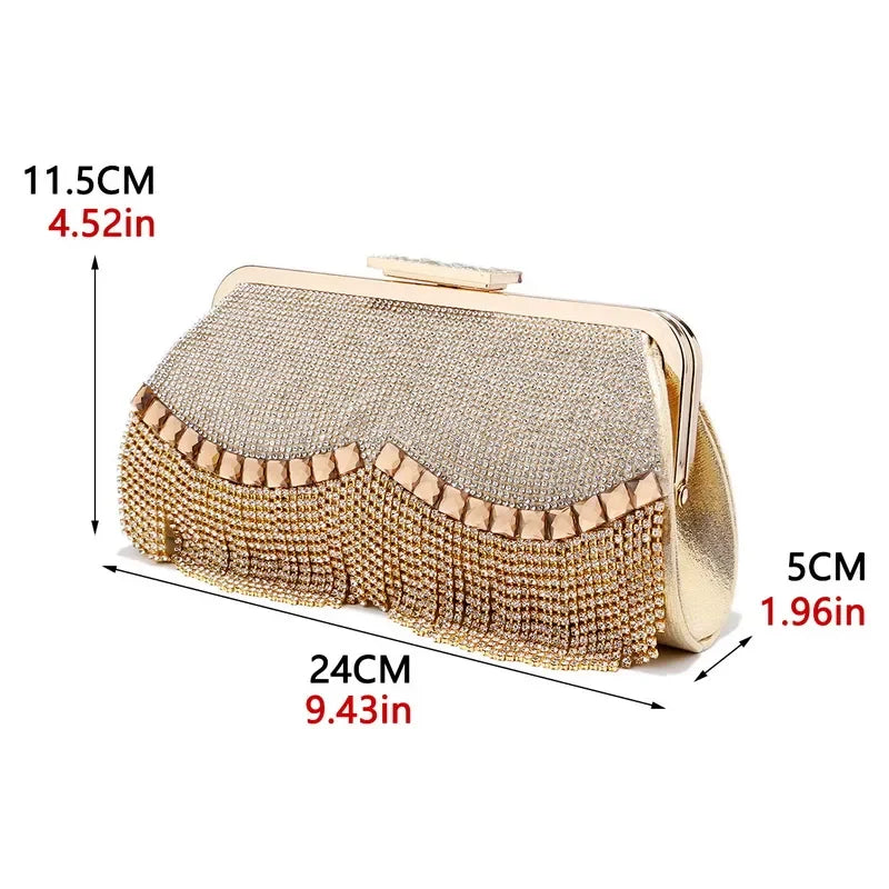 Women's Diamond Evening Clutch - Beaded Wedding Party Bag