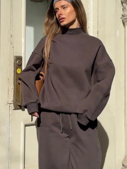 Women's Two Piece Sweater Set - Long Sleeve Sweatpants