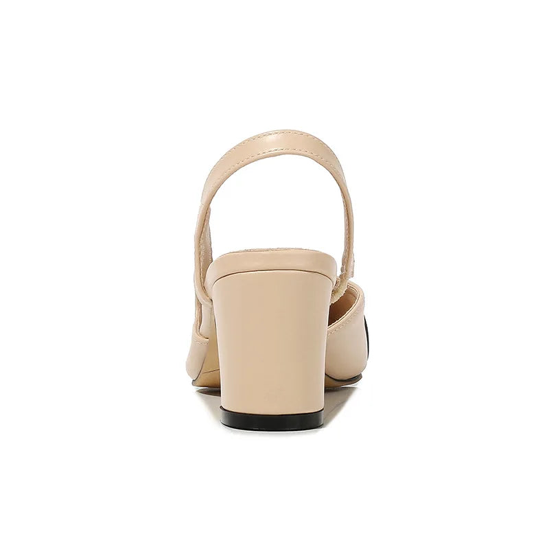 Color Block Pointed Toe Low Heel Sandals