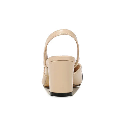 Color Block Pointed Toe Low Heel Sandals