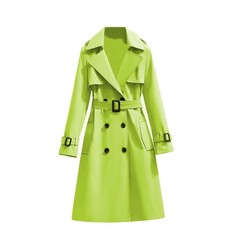 Women's Double-Breasted Trench Coat - British Style Windbreaker