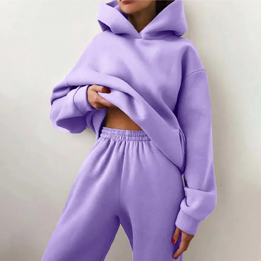Oversized Hooded Sweatshirt Trousers Street