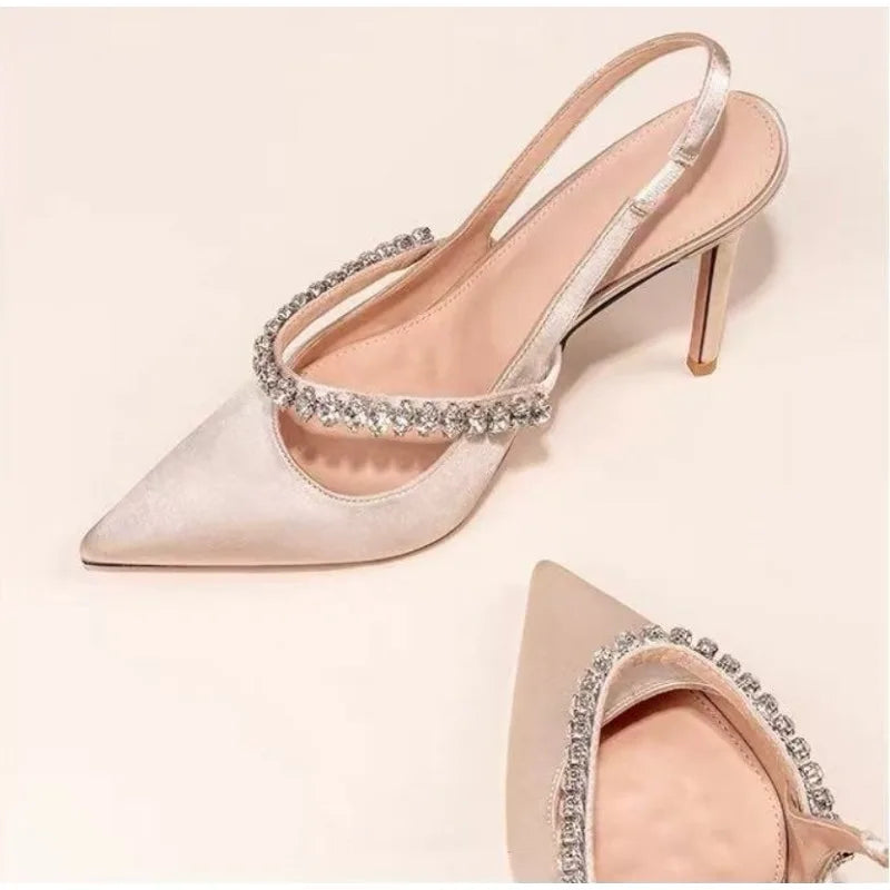 Luxury Crystal Pointed Toe High Heel Sandals