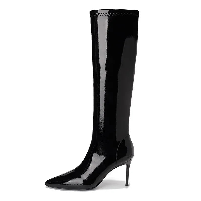 Pointed Toe Stiletto Knee High Boots