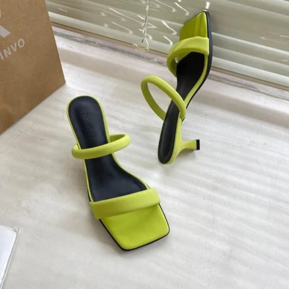 Open Toe Mid-Heel Sandals,Thick Heel Mid-heel Slippers
