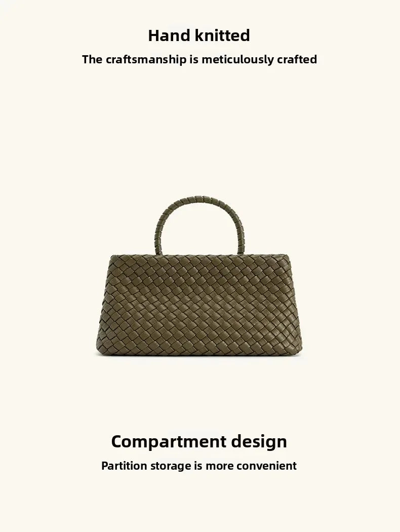Handwoven Large Capacity Shoulder Crossbody Bag for Women Casual Commuting Handbag Soft Polyester Lining PU Material
