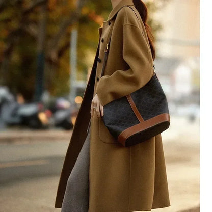 Women's Luxury Velvet Wool Coat - Double-Faced Windbreaker