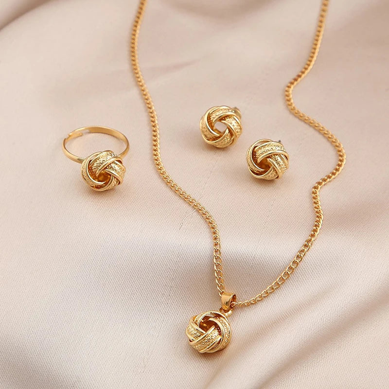 3 Pcs Jewelry Set Of Earring Pendant Necklace For Women Exquisite Fashion Wedding Gift