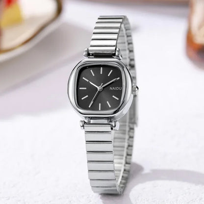 Elegant Small Square Ladies Stainless Steel Quartz Watch Luxury Gift Clock