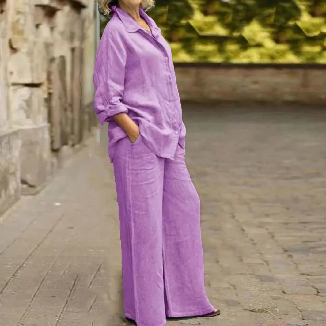 Long sleeve shirt with open back co-ord set