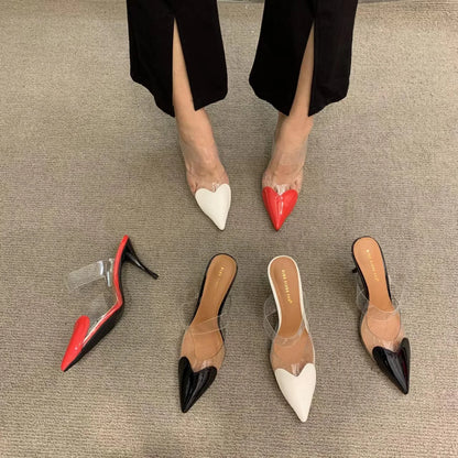 Popular Fashion Pointed Transparent Light Mouth Slippers Thin Heel Women's High Heels Womens Shoes