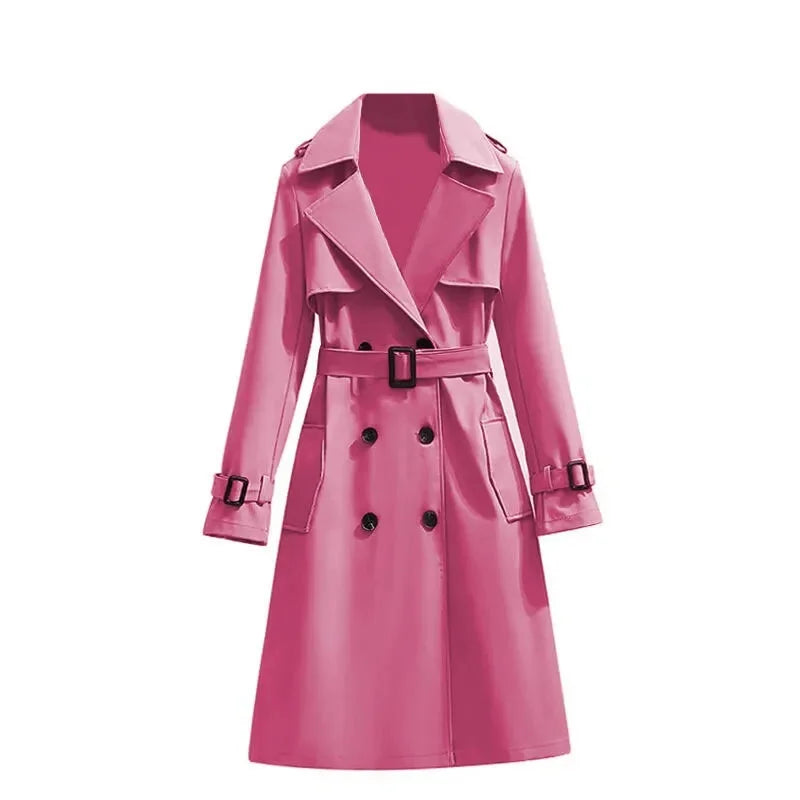 Women's Double-Breasted Trench Coat - British Style Windbreaker
