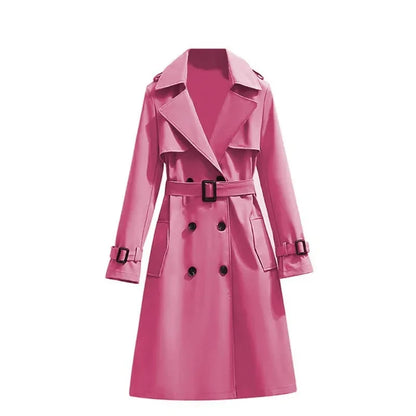 Women's Double-Breasted Trench Coat - British Style Windbreaker