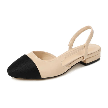 Color Block Pointed Toe Low Heel Sandals