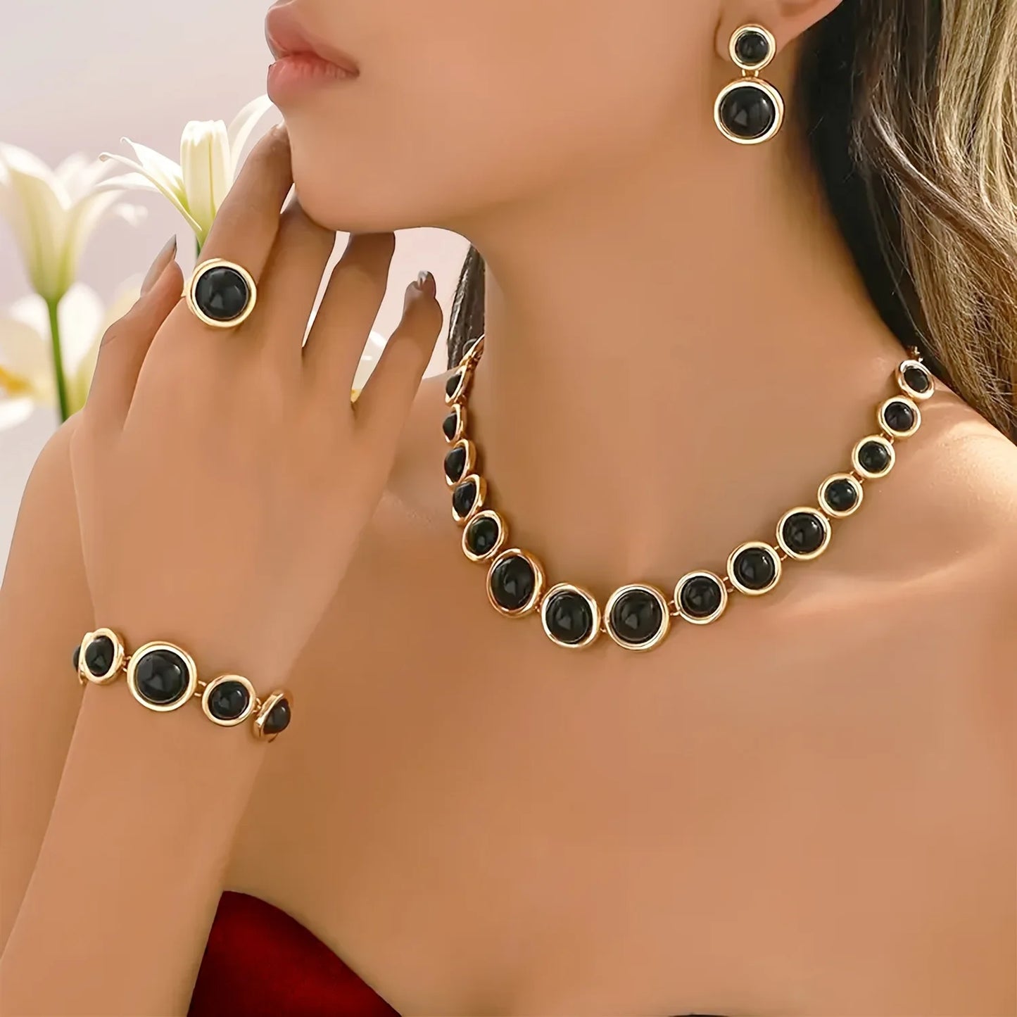 5PCS Elegant Metal Sphere Jewellery  Set for Women – Perfect for Parties, Vacations & Weddings