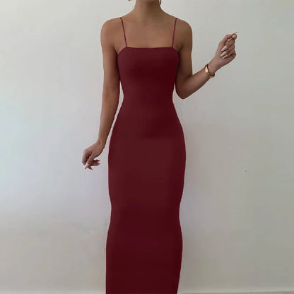 Women's Bodycon Dress - Sleeveless Backless Spaghetti Strap